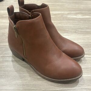 Brown leather booties